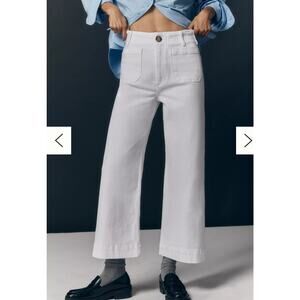 Anthropologie Maeve The Colette Cropped Wide-Leg Jeans Women 30 White